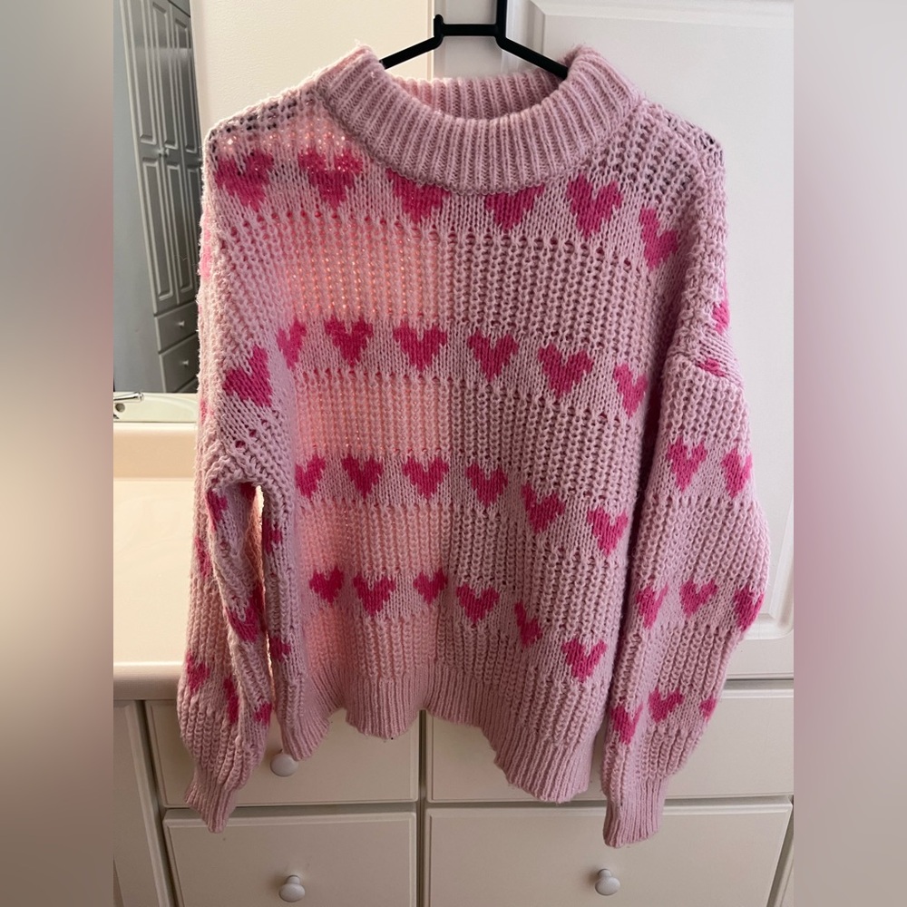 Major Label Pink Heart Sweater